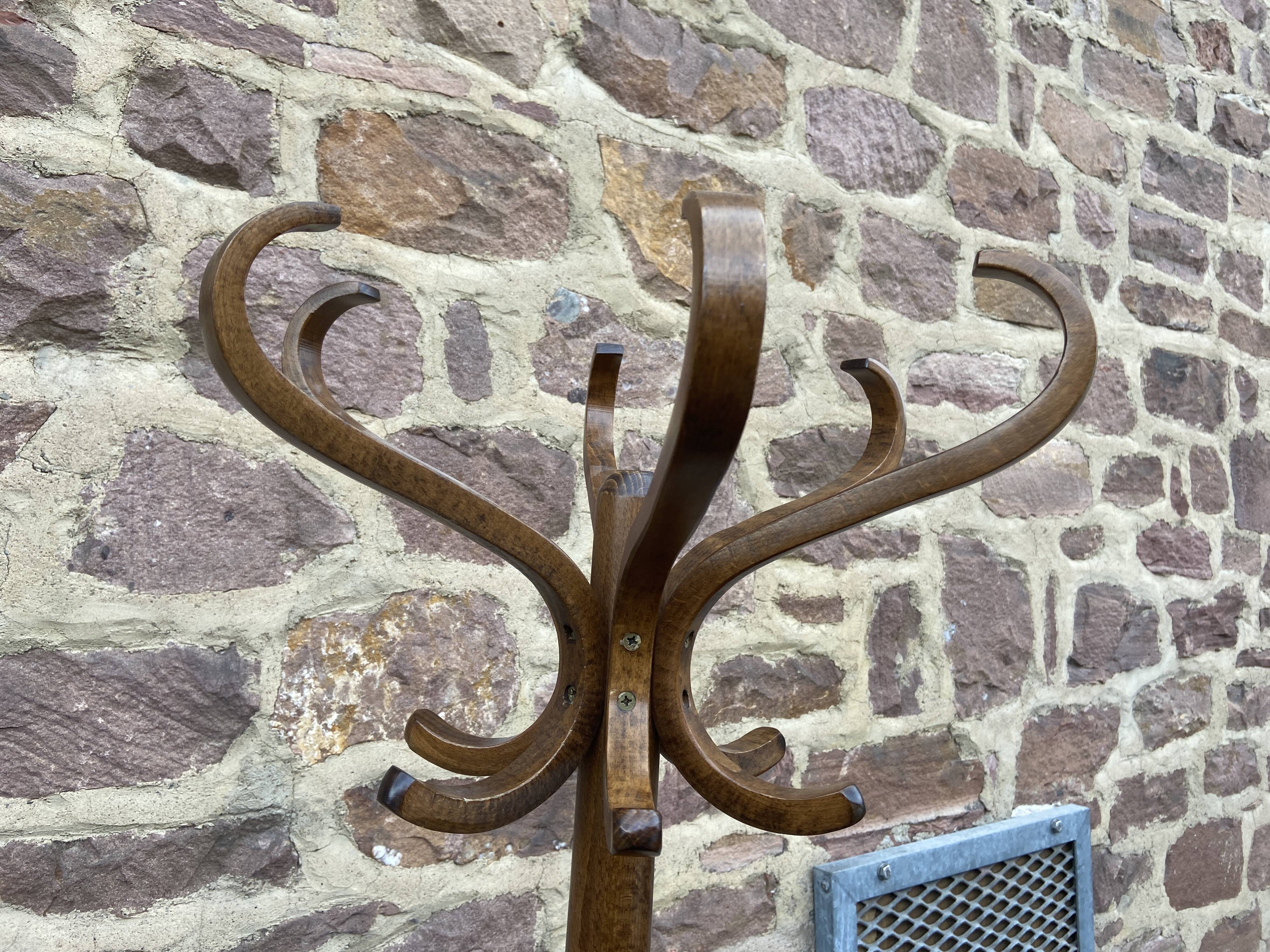 Vintage curved wood parrot coat rack