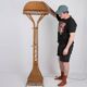 Large Italian wicker floor lamp, 1960s