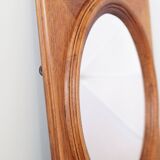 Oval mirror with rectangular oak frame
