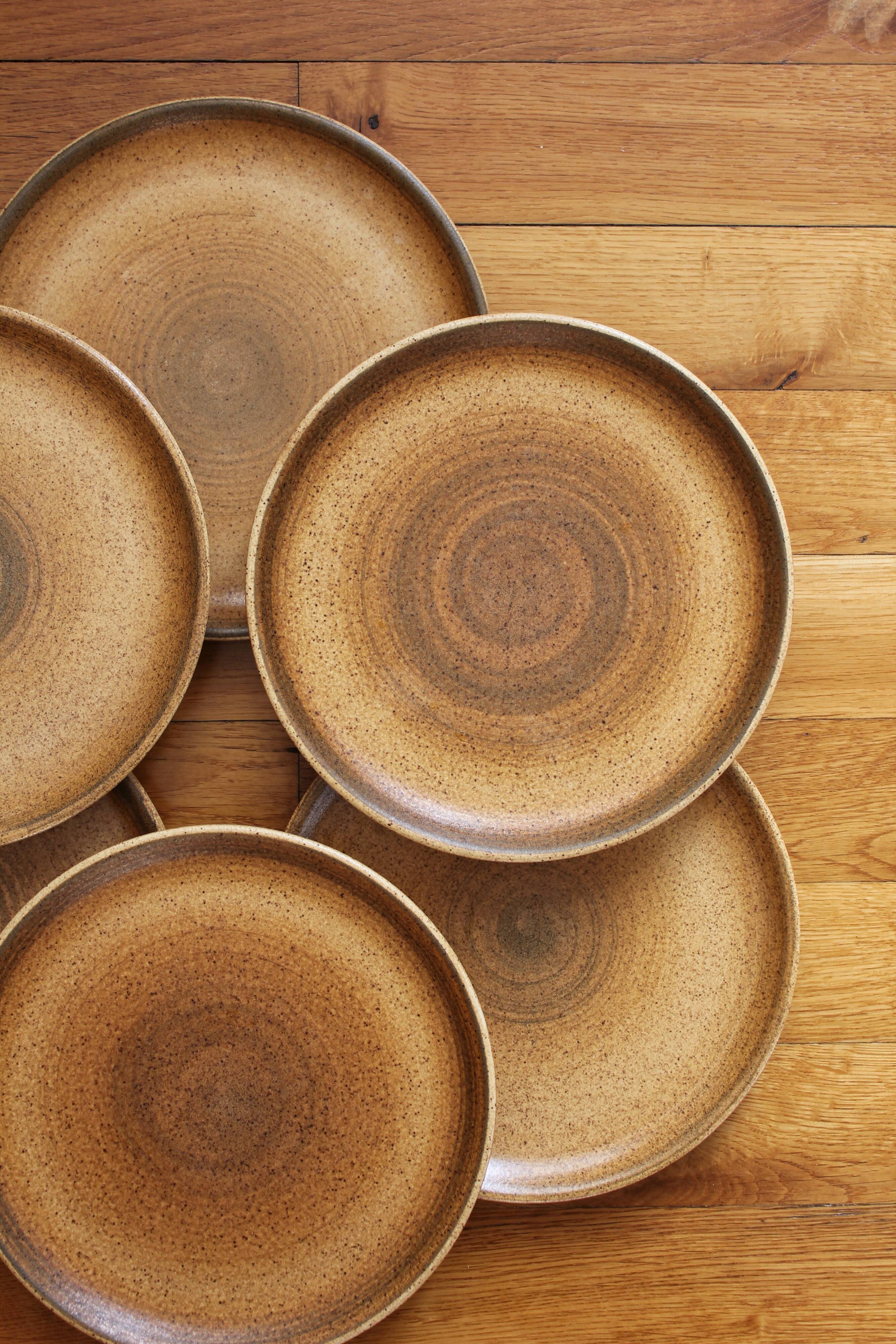 6 flat plates in vintage Longchamp stoneware