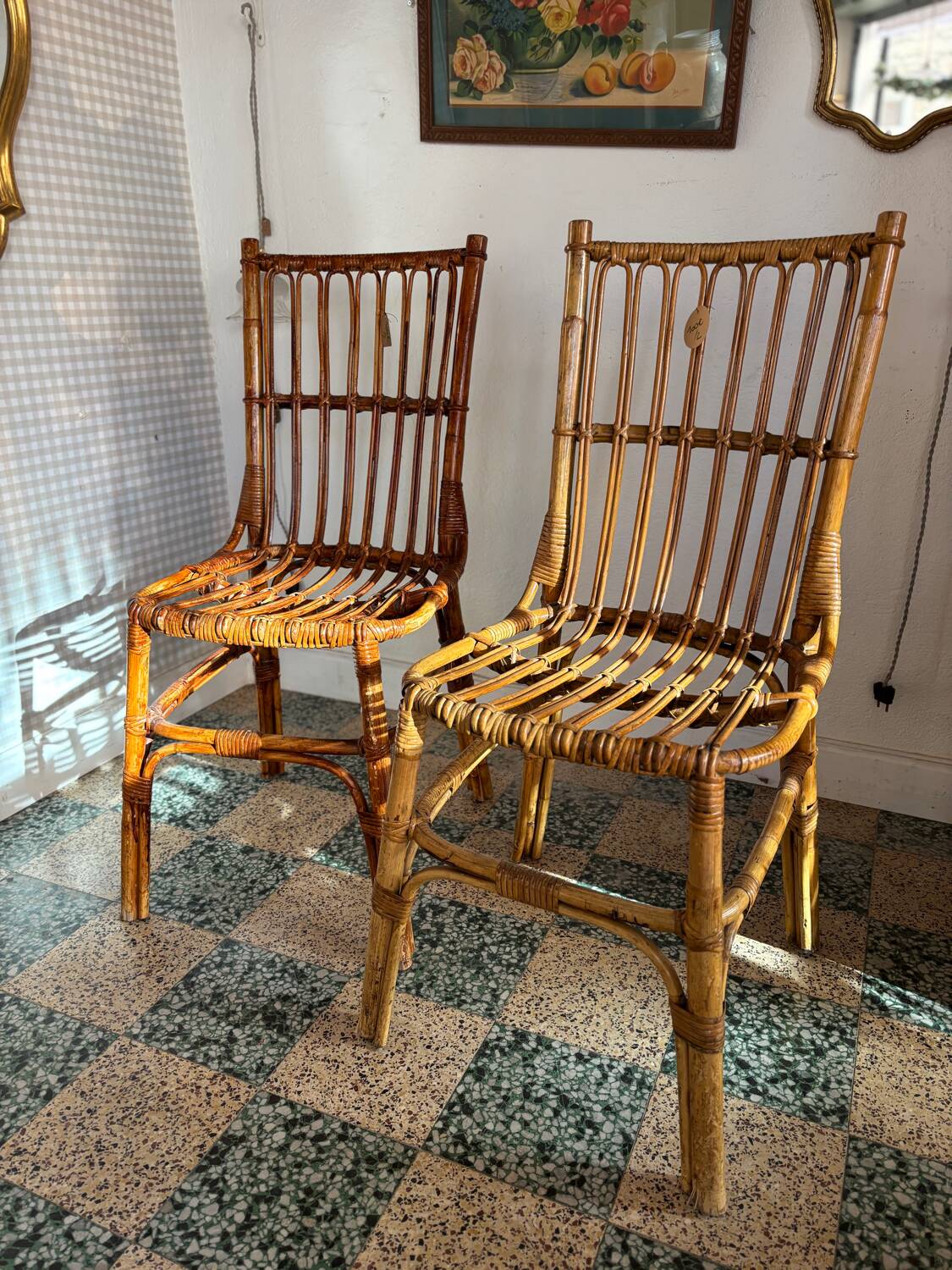 Two rattan chairs