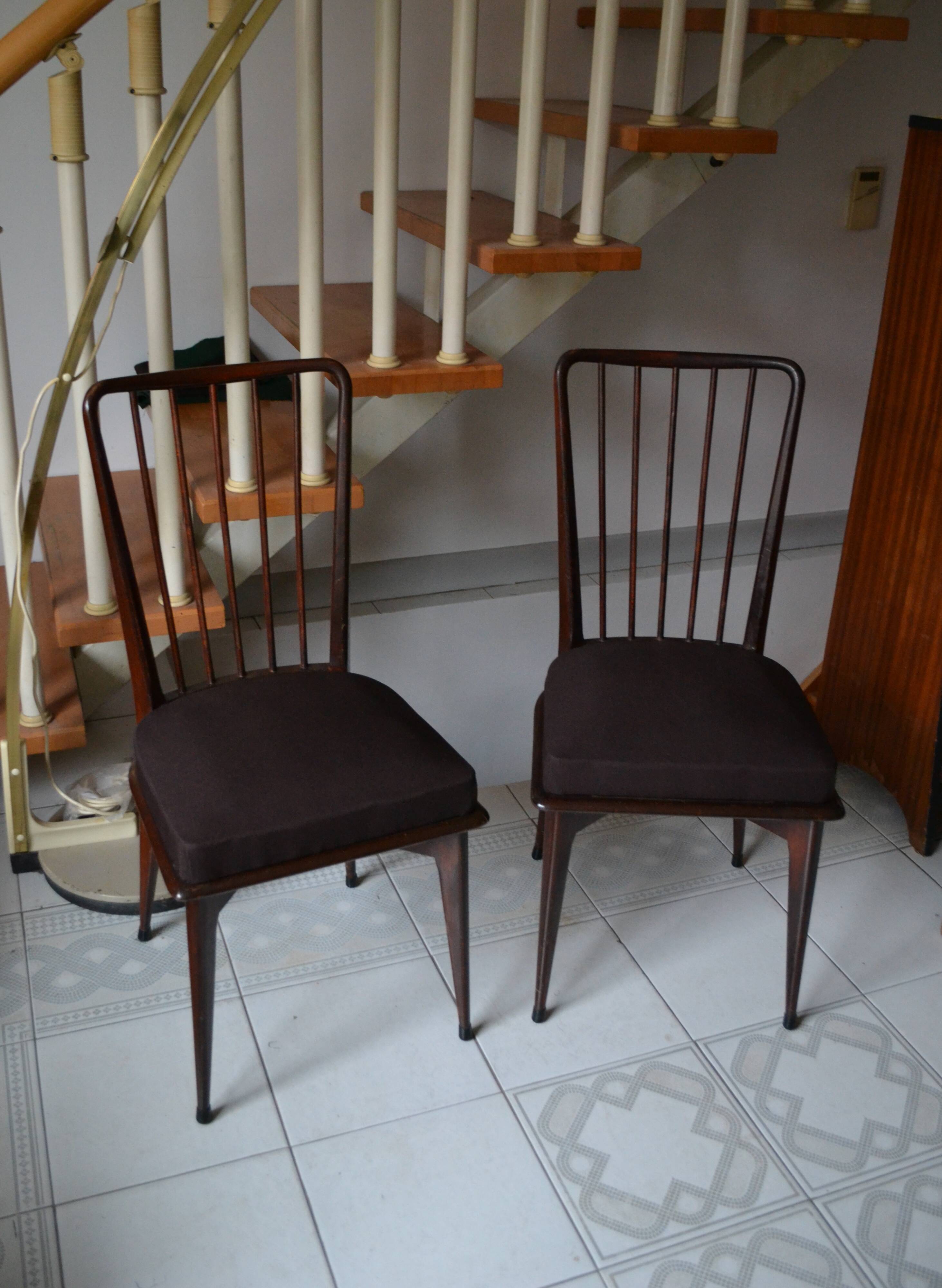 Pair of vintage charles Ramos chairs solid beech