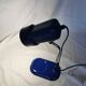 Blue and chrome adjustable spot desk lamp, Vrieland Design, Netherlands, 1970s