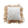Cushion cover with shells and raffia fringe