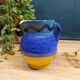 Carafe en Grès Bleu et Jaune à Motifs