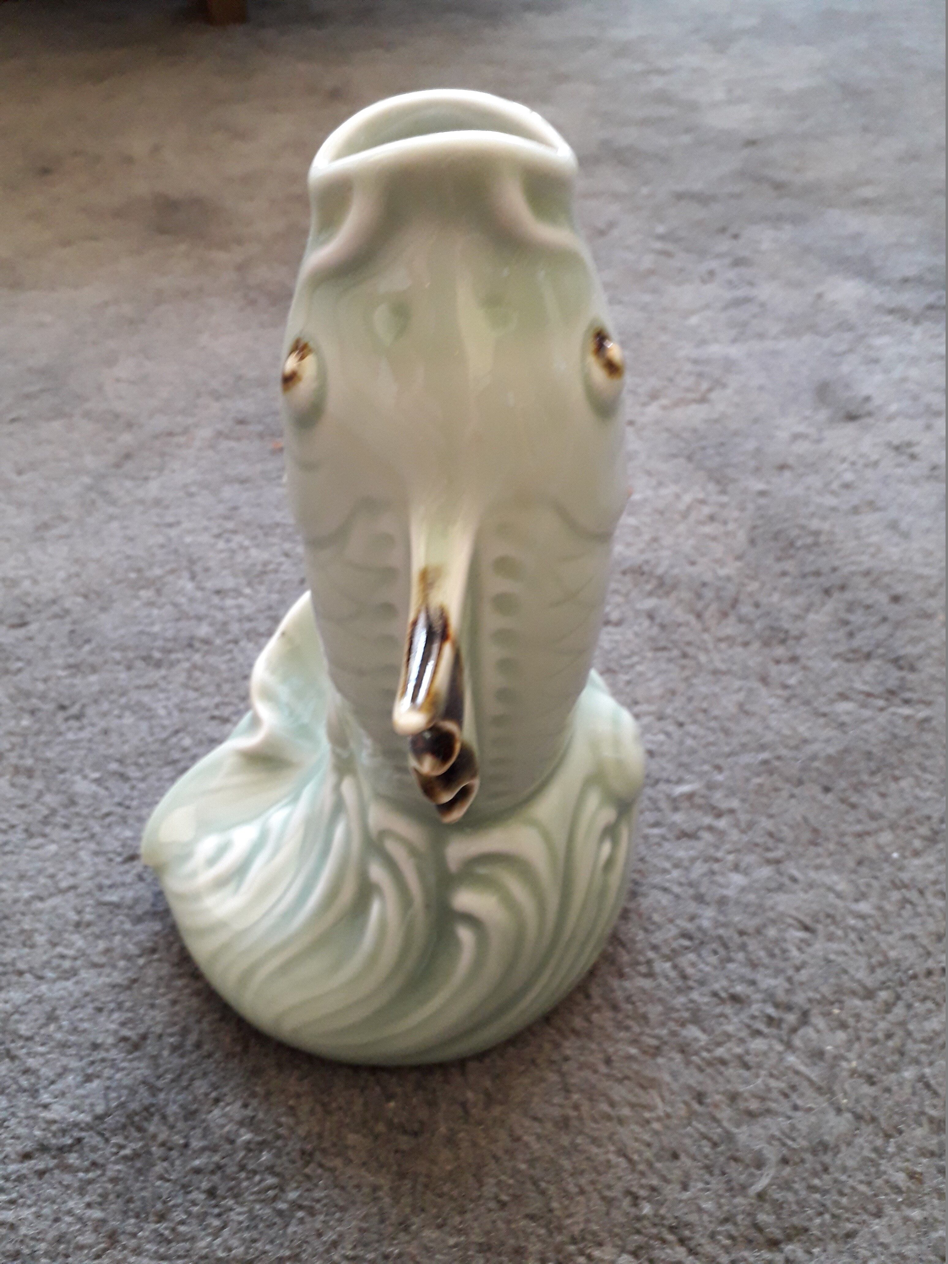 Very original fish vase in ceramic from the 40s