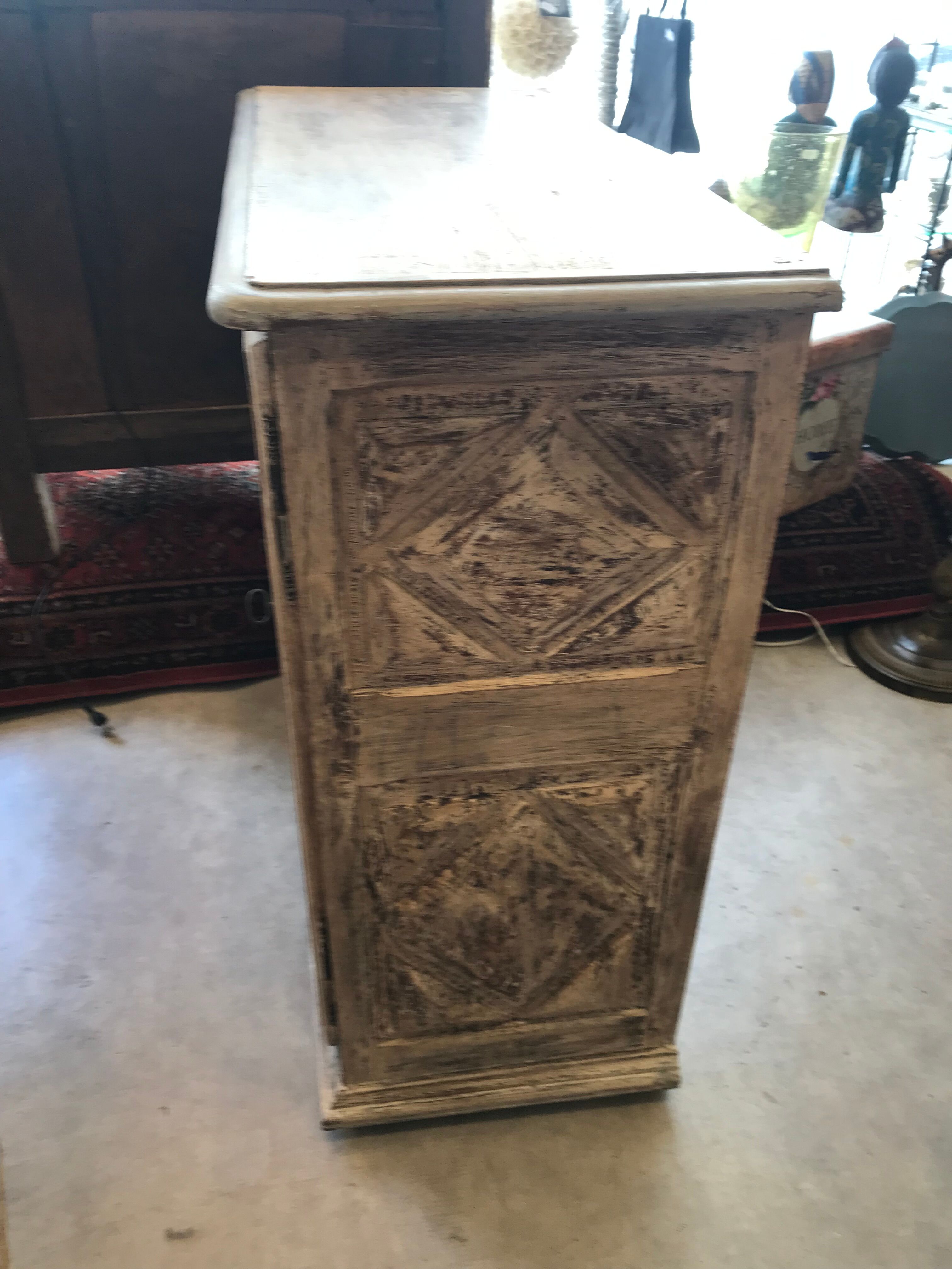 Sideboard Louis XVI epoch XIXth patinated gray with 2 doors