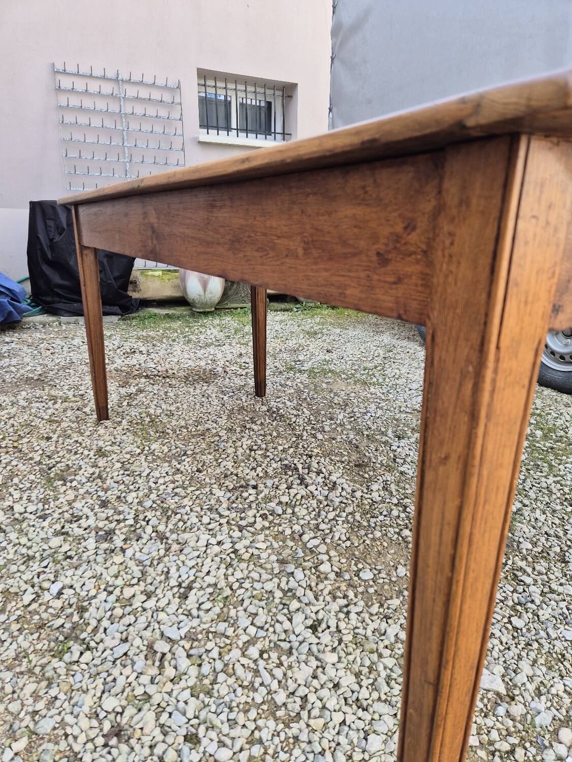 Antique rustic farmhouse table in solid oak, 19th century