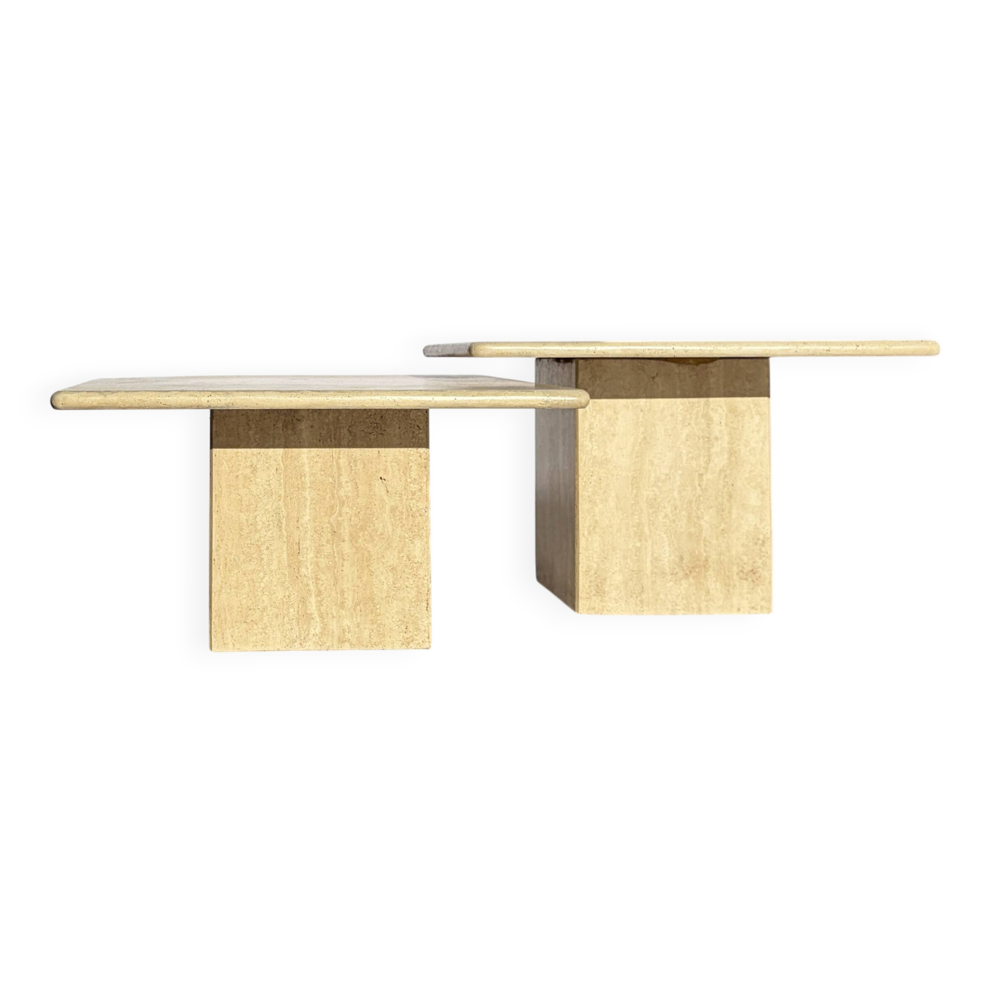 Vintage travertine nesting tables or side tables, 1970s