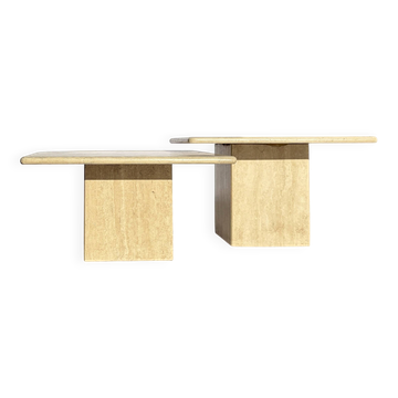 Vintage travertine nesting tables or side tables, 1970s