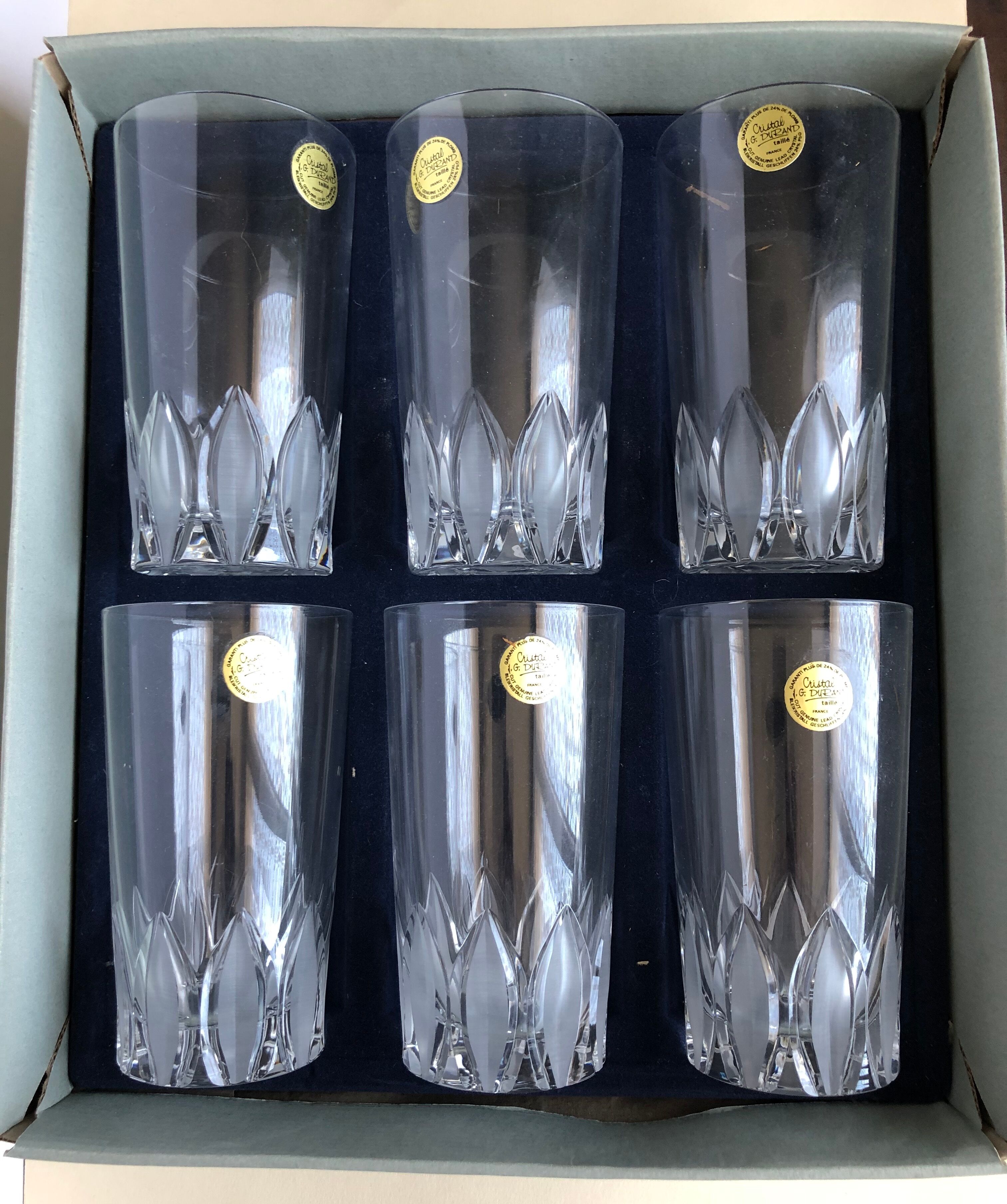 Set of 6 cut crystal water glasses