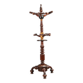Antique coat rack in elm and maple, Italy, 19th century