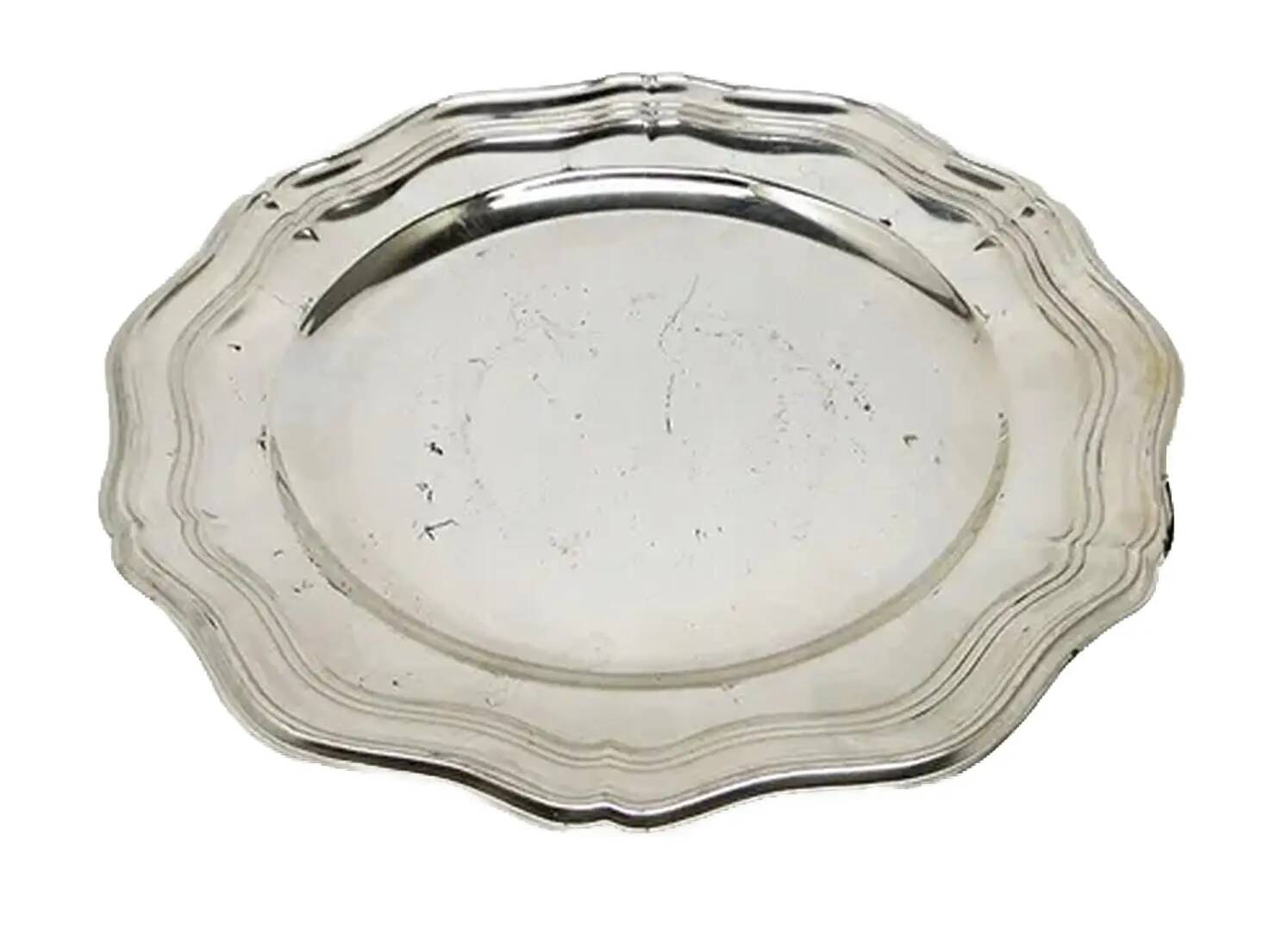 Plate, Art Deco, silver-plated brass, Sweden, 1950s