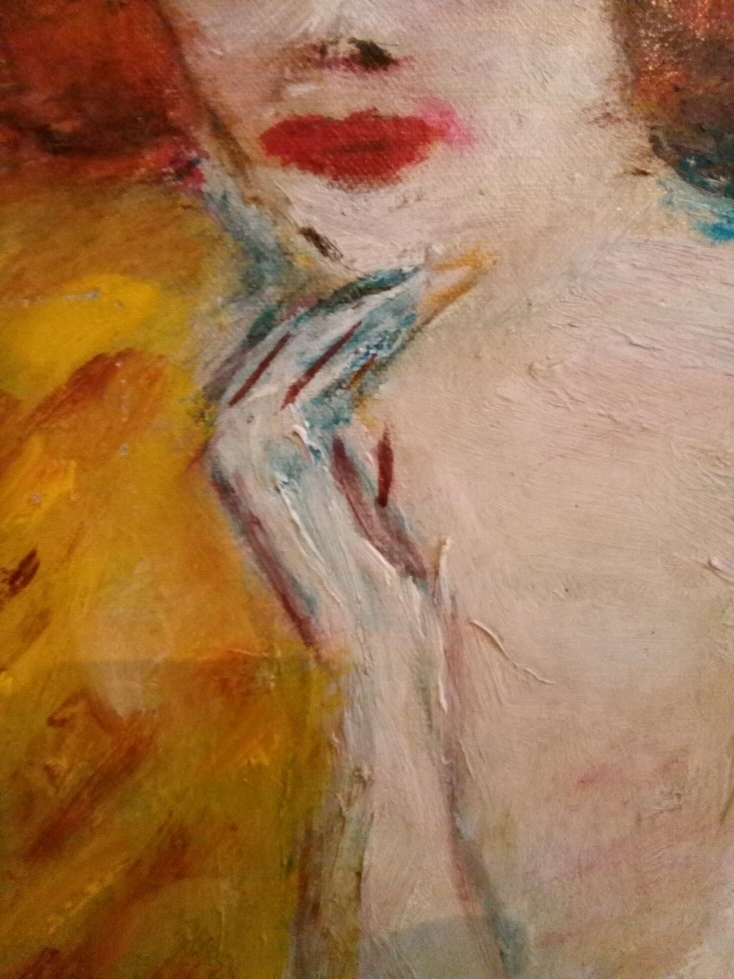 Painting of woman portrait in oil