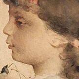 Watercolor on paper, portrait of a young girl, signed Alessandro Rontini, Florence (1854-1933)