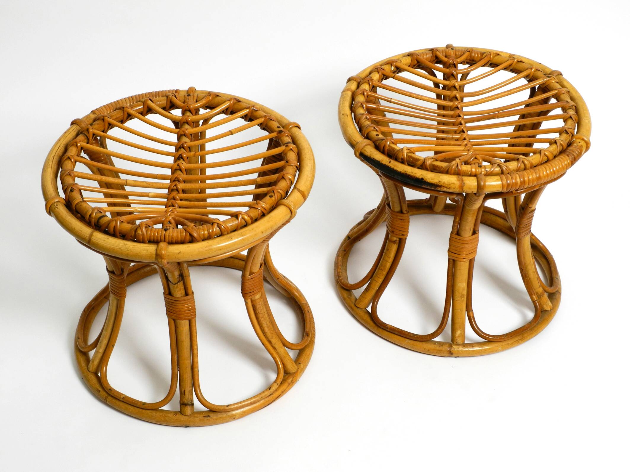 Pair of beautiful rare original 1960's Italian bamboo stools