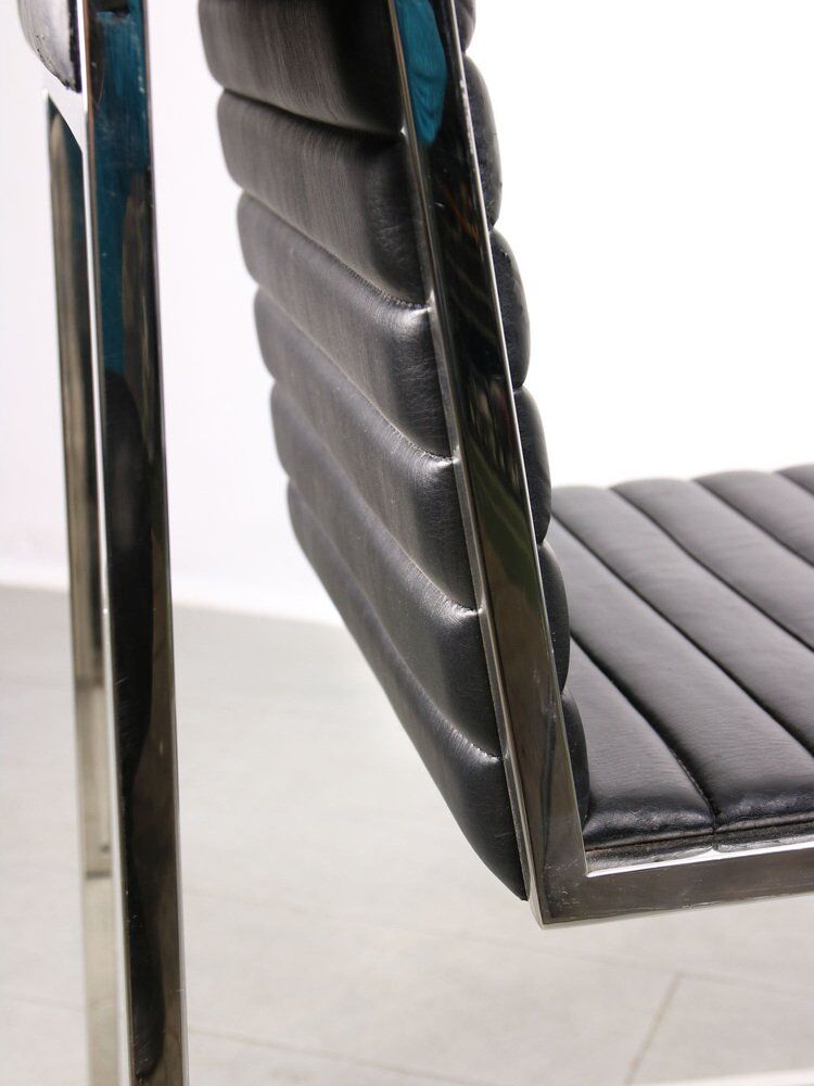 Vintage Bauhaus Chair in Black Leatherette and Chrome