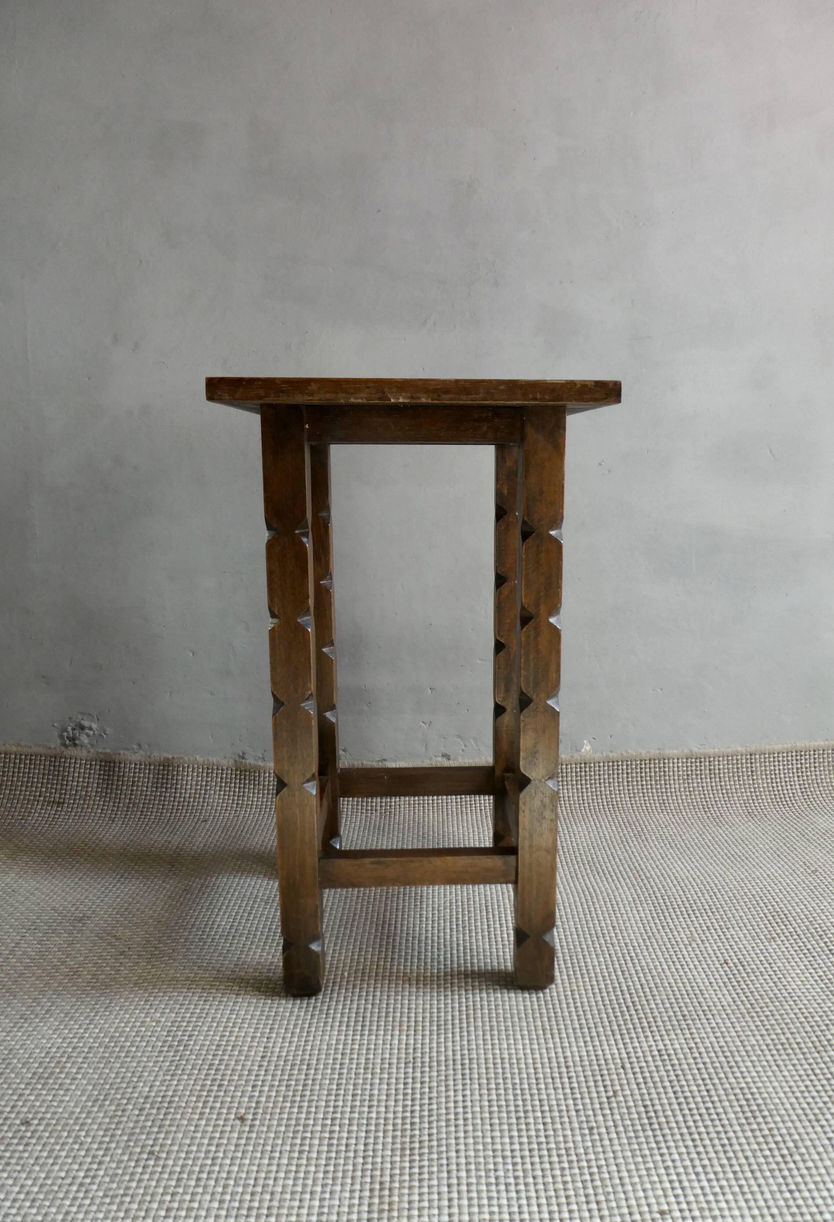 Wooden stool with carved legs, Folk Art