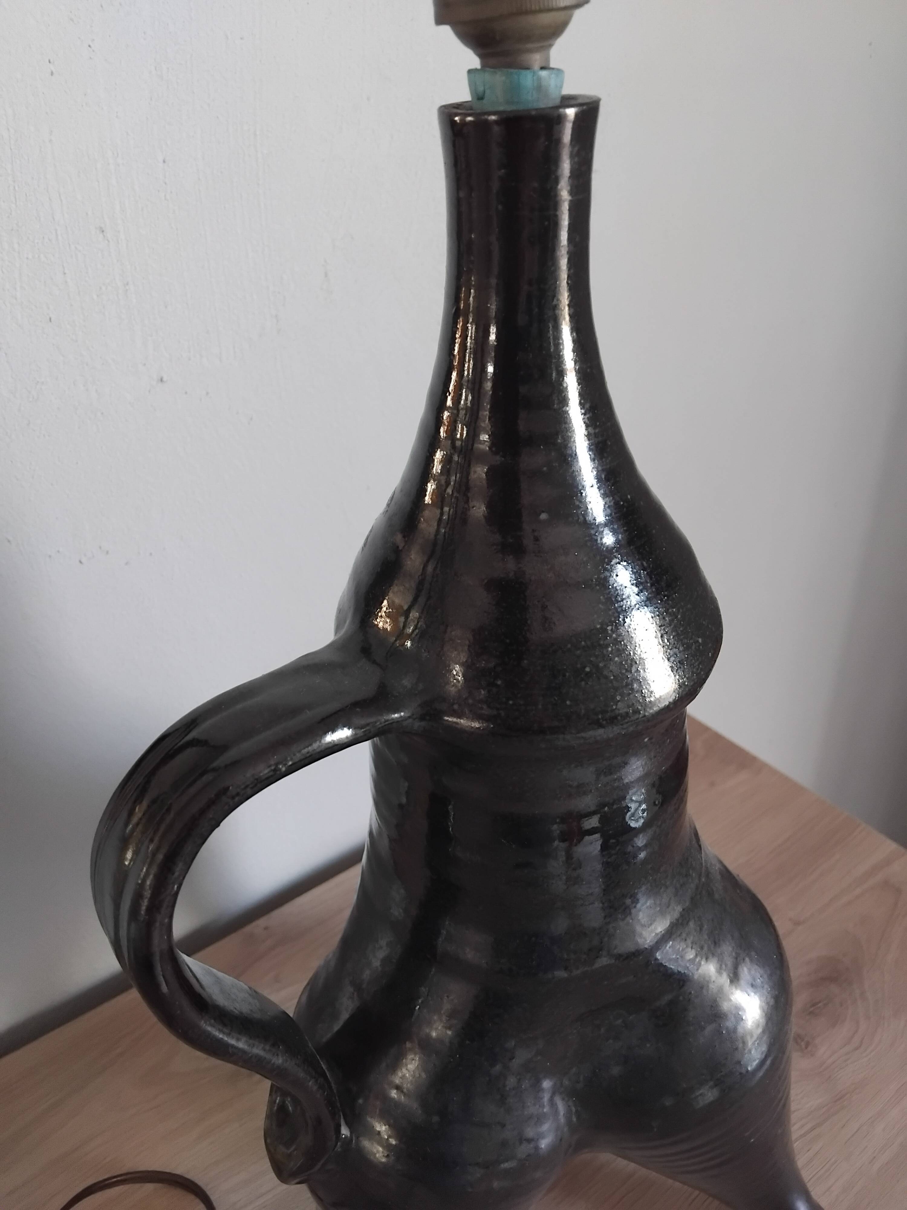 Pied de lampe forme libre en céramique style Vallauris, années 50