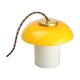 Mid-century yellow glass & brass mushroom table lamp
