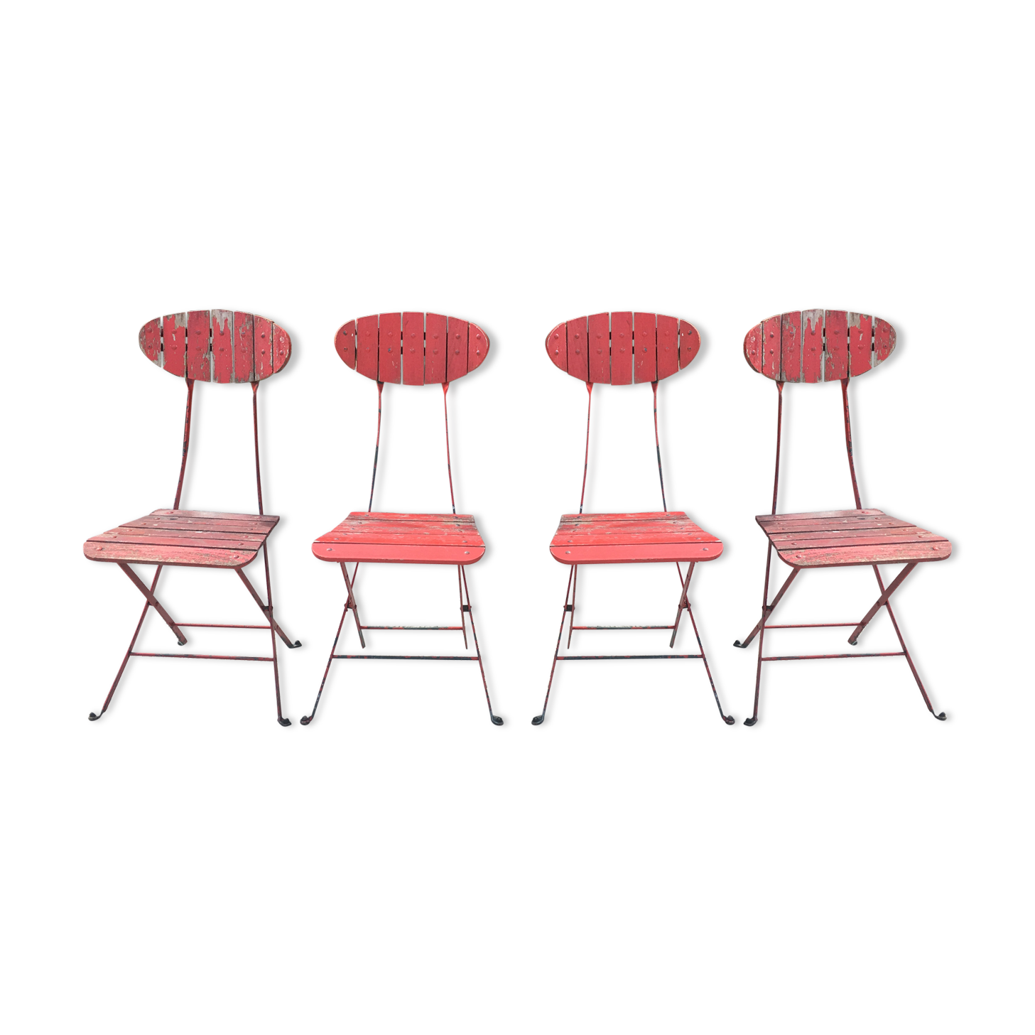 4 garden chairs folding metal wood