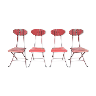 4 chaises jardin pliantes métal bois