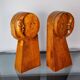 Art Deco bookends, carved wood, France, 1960