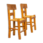 60s pine wabi sabi dining or side chair set of 2