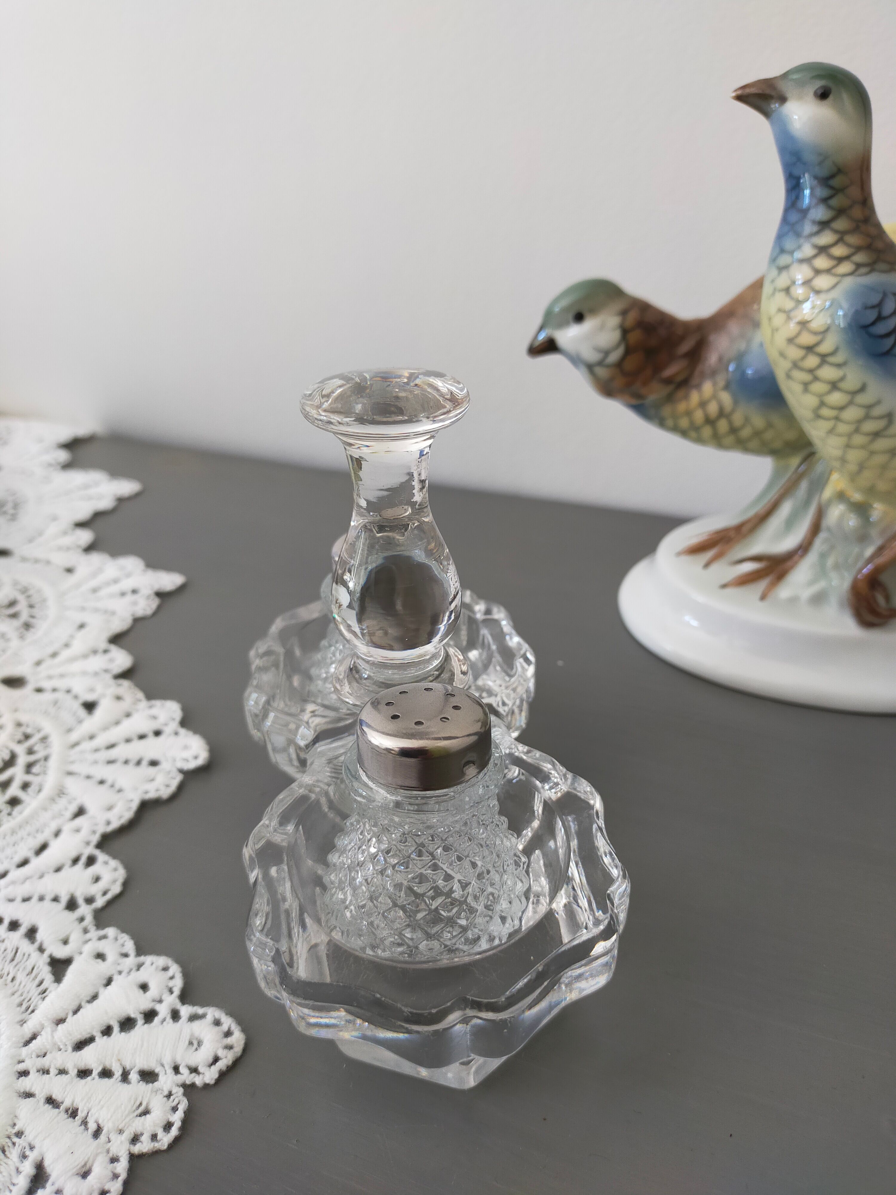 Salt and pepper shaker vintage glass