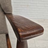 1960s, Scandinavian design, reupholstered high-back armchair, furniture wool, oak wood.