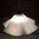 Retro pendant lamp with handkerchief in white opaline and brown border