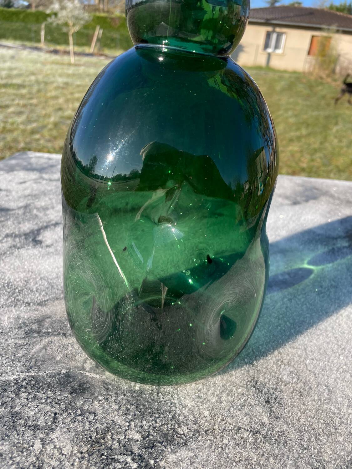Large blown glass bottle - Vintage 70s - Empoli glassware - Italy