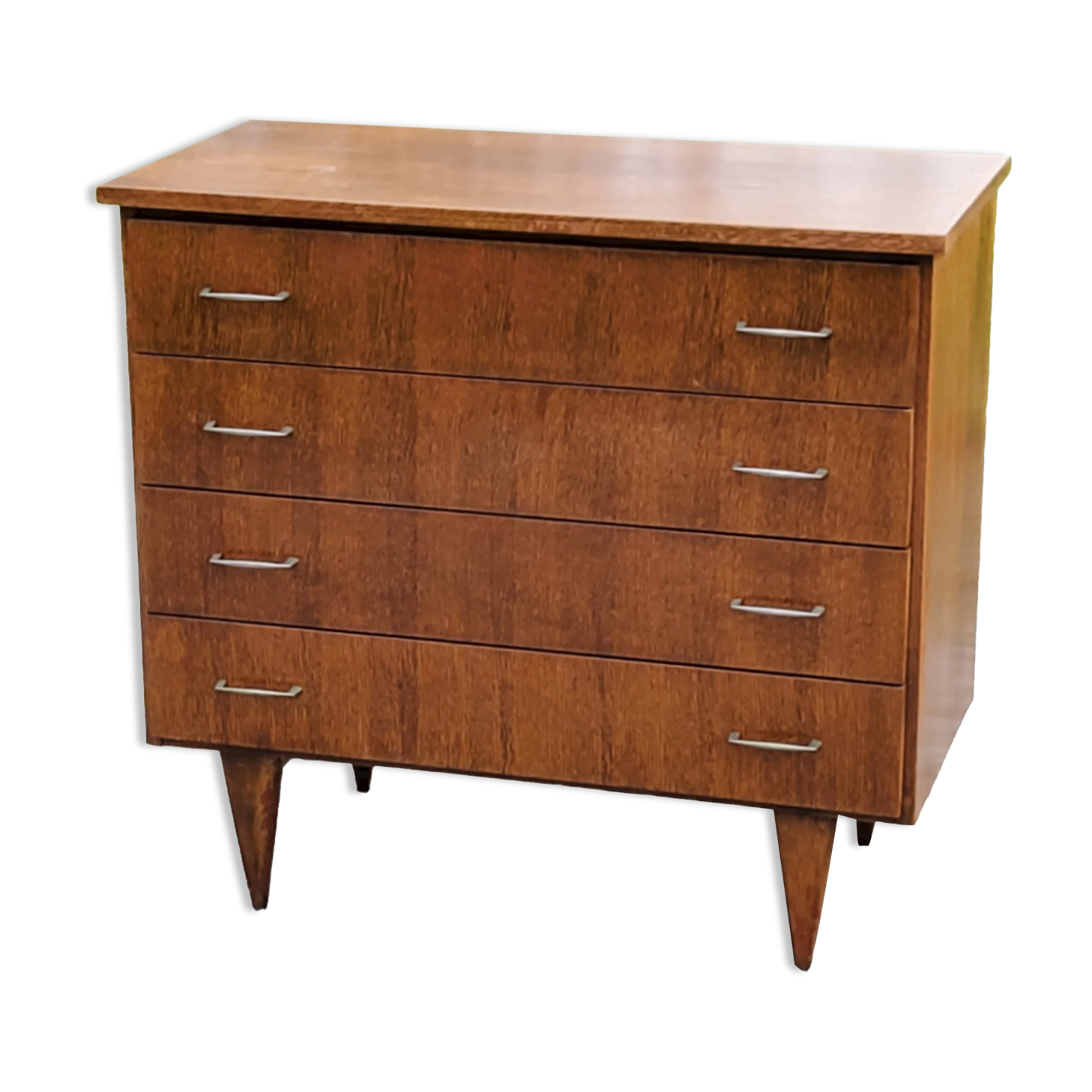 Vintage chest of drawers from the 50s/60s in oak 4 drawers feet bobbin