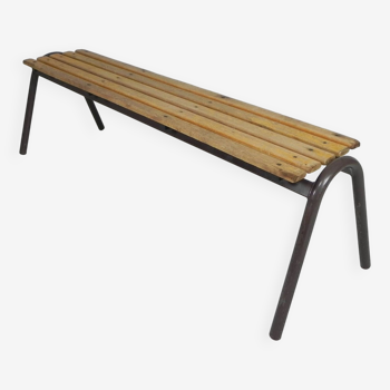 Industrial bench from school, slatted bench