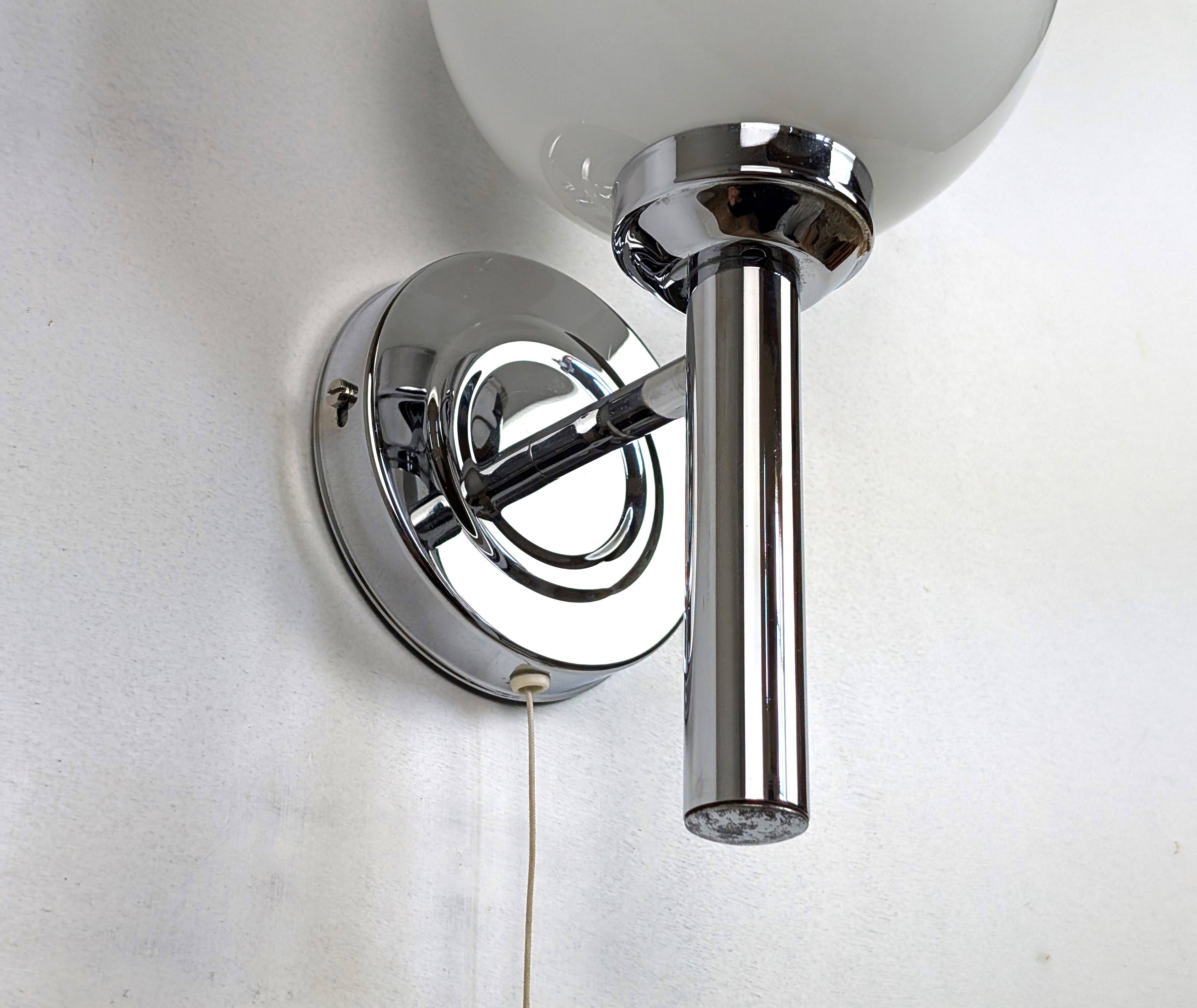 Pair of chrome wall lights
