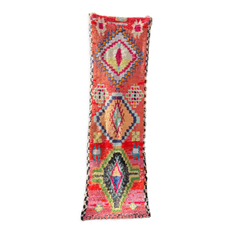 Berber carpet Boucherouite corridor colorful red and multicolored