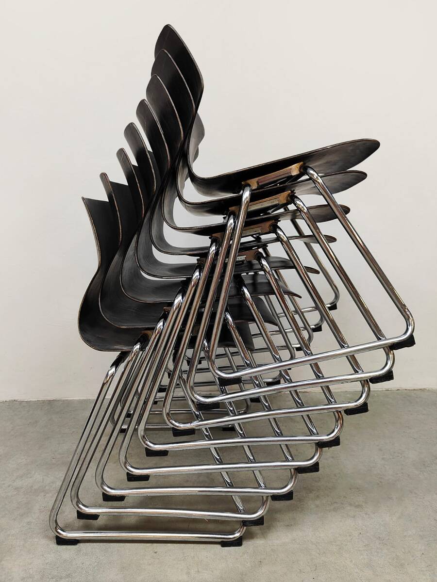 Vintage Pagwood stacking chairs Flötotto 1960