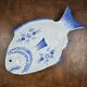 Elegant large vintage fish platter Portugal – Cobalt blue ceramic – 45 cm