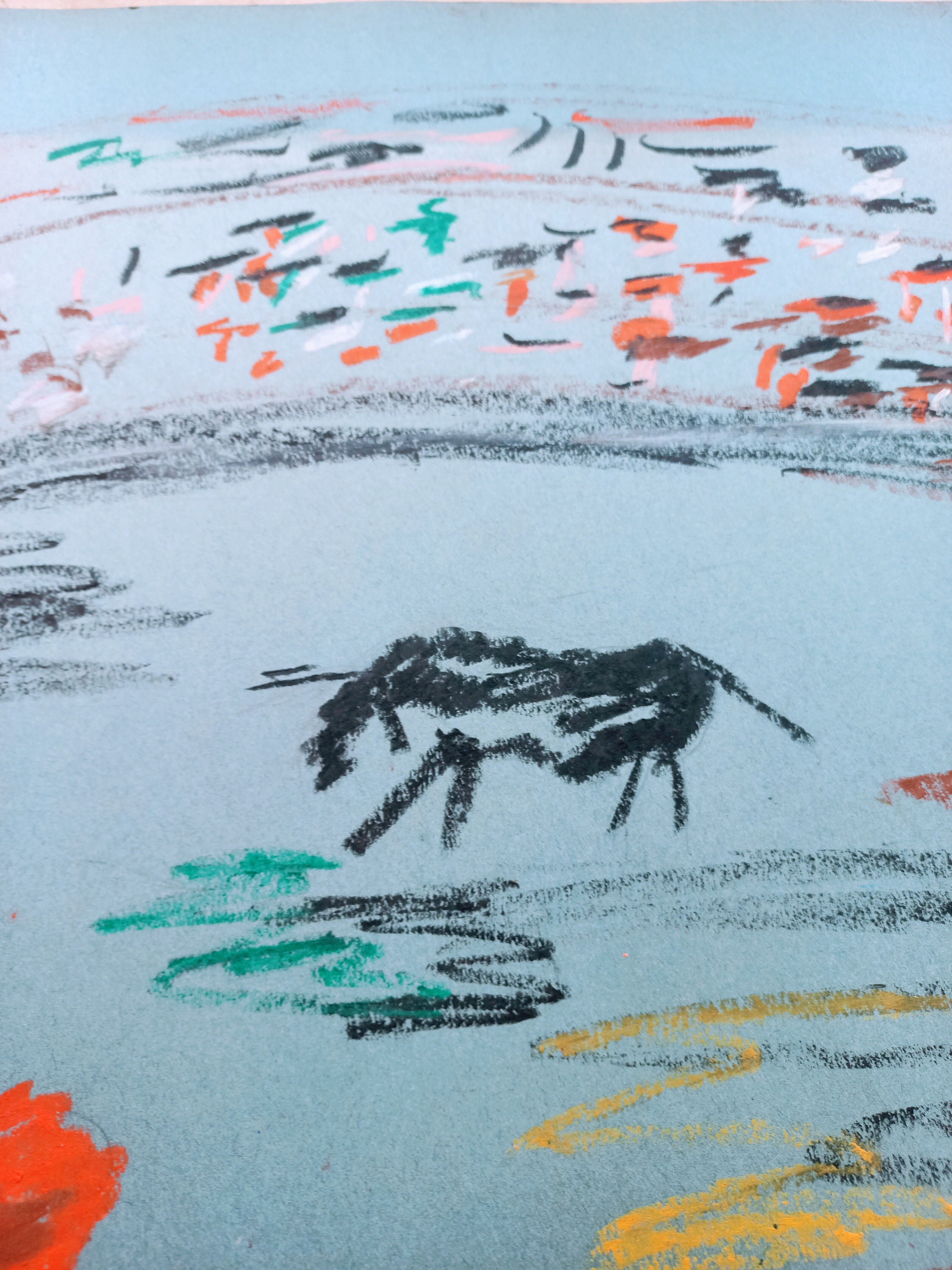 Pen drawing of bullfight