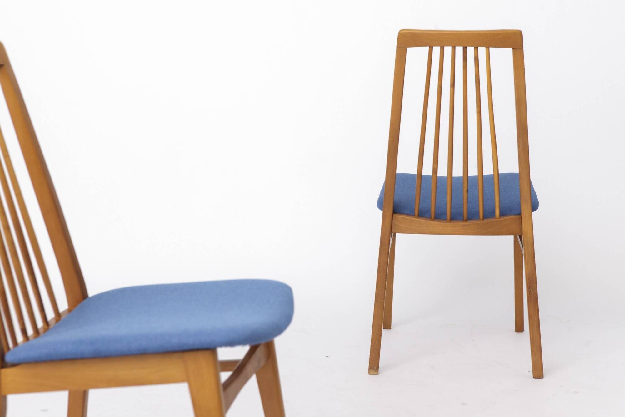 2 of 6 Vintage Dining Chairs, 1960s German Design, Mid Century Modern Beech
