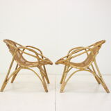 Pair of Alan Fuchs Rattan Lounge Ch, 60s