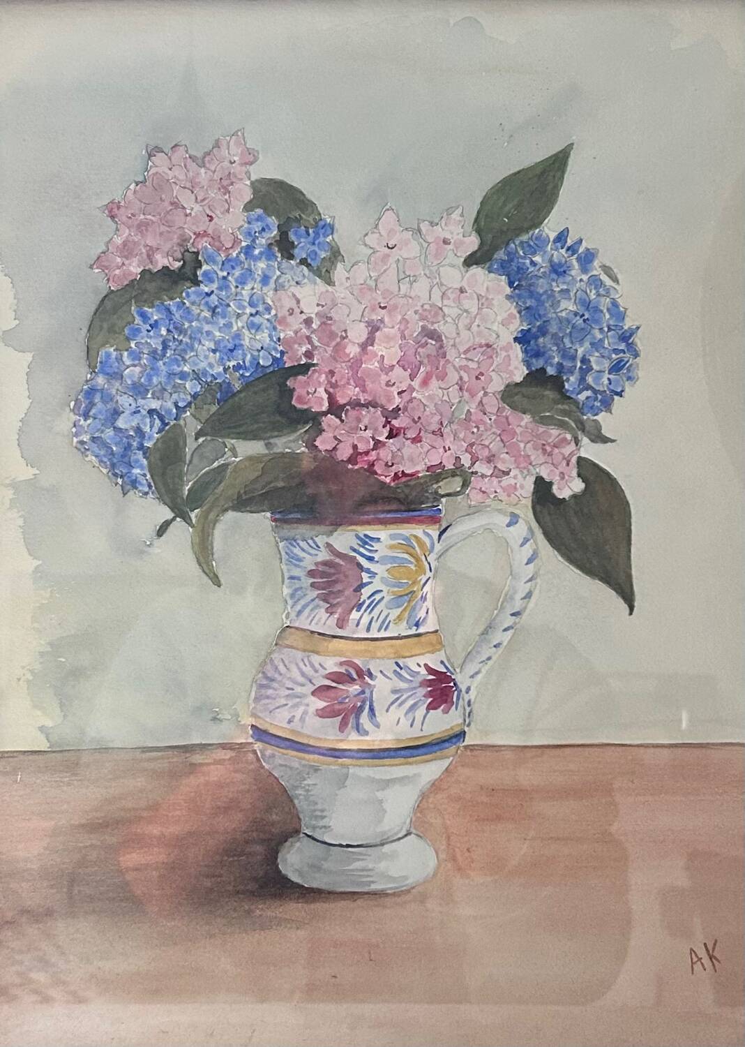 Watercolour Hydrangeas in Quimper Jug