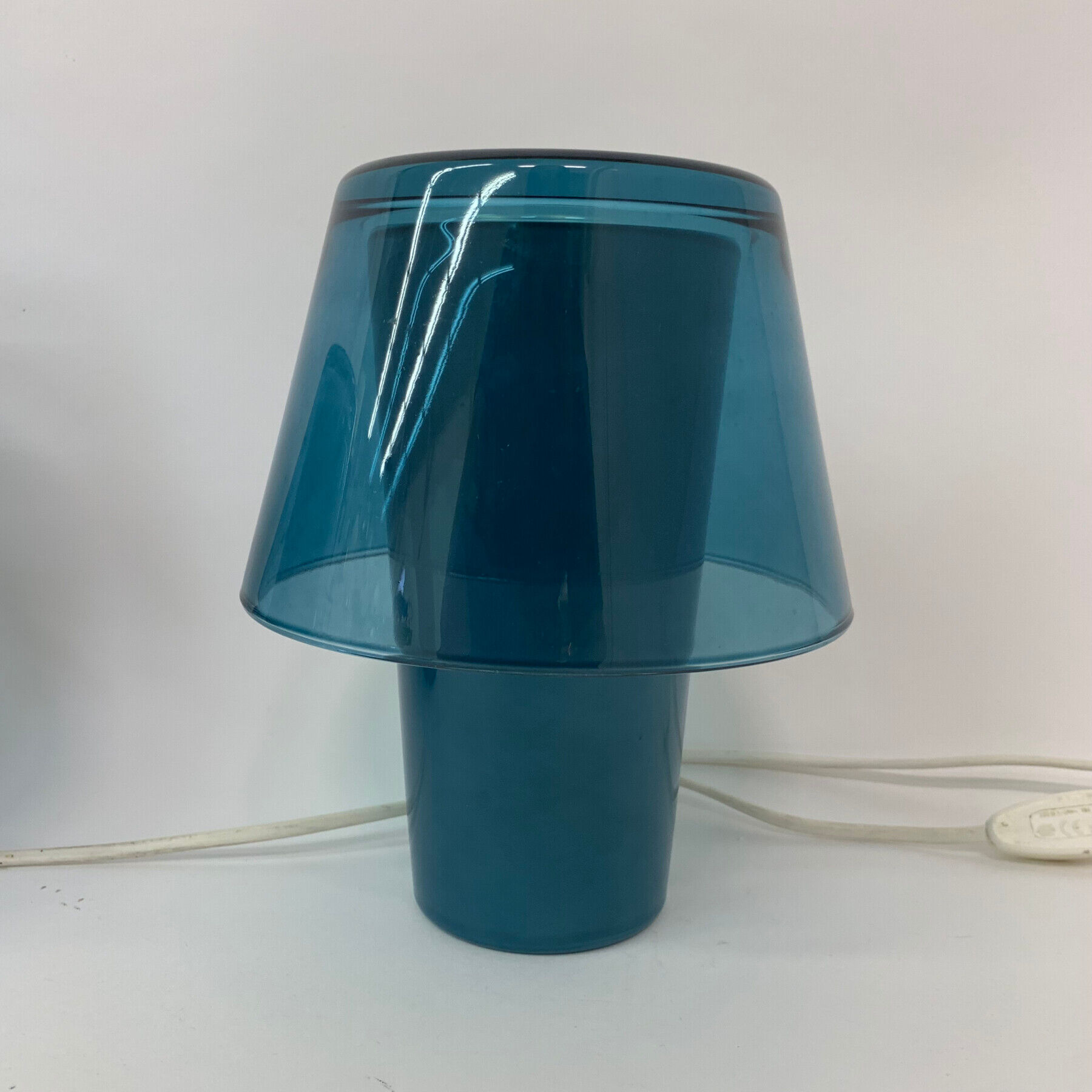 Set of 2 vintage table lamps Ikea Gavik mushroom blue glass