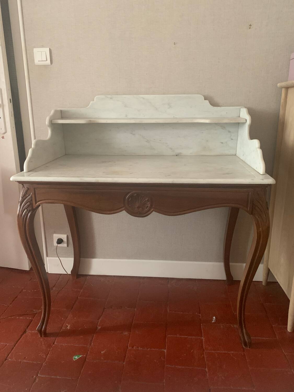 Old wooden and marble dressing table