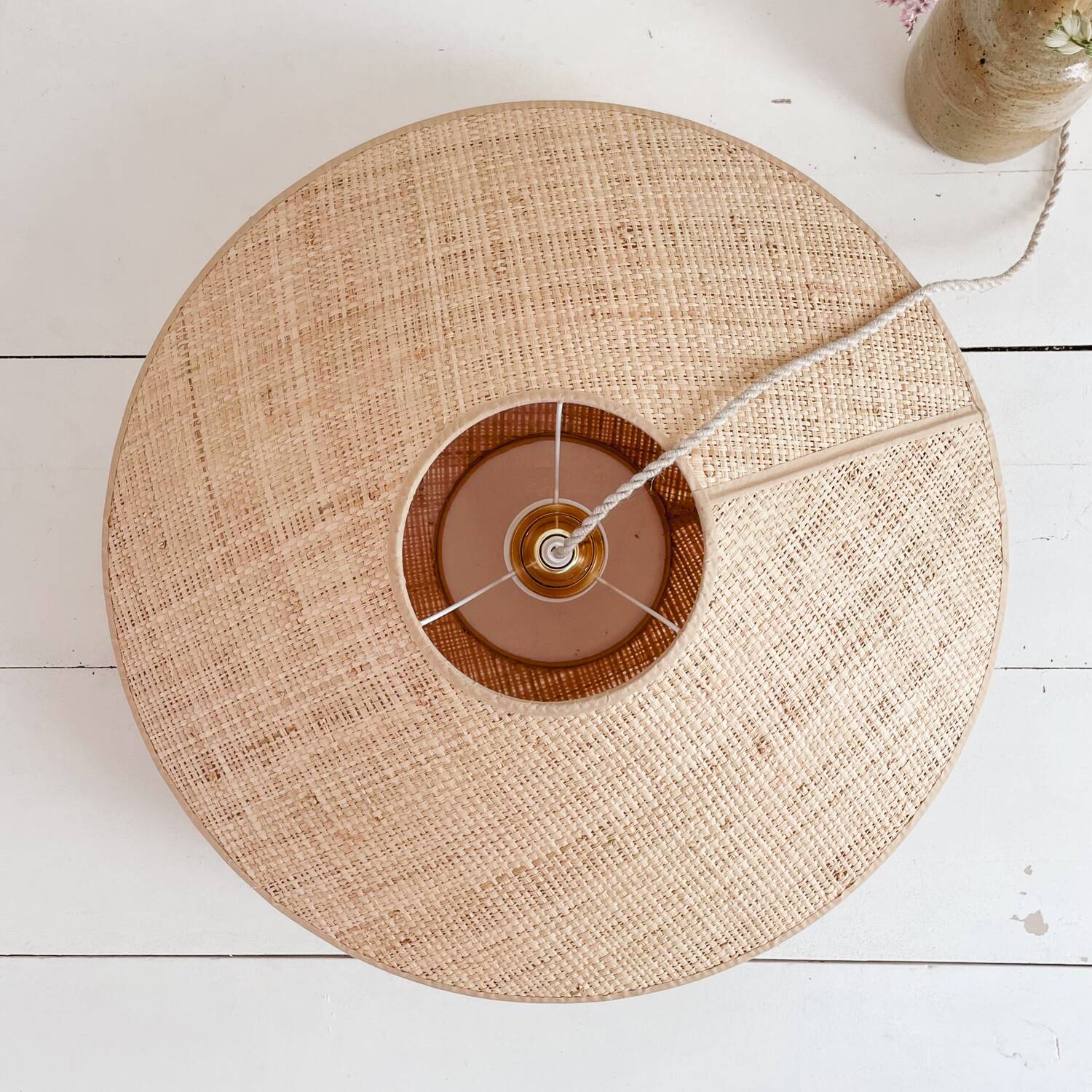 Woven rattan pendant light