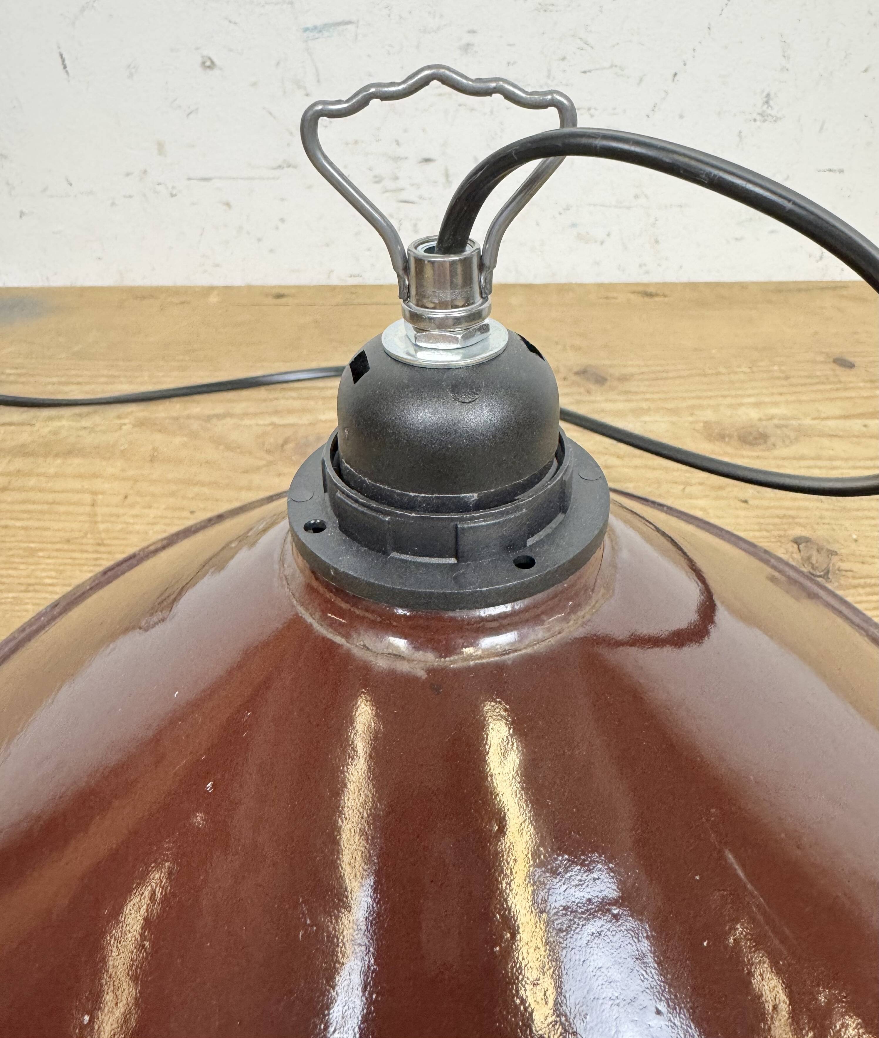 Industrial Dark Red Enamel Factory Pendant Lamp, 1960s
