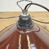 Industrial Dark Red Enamel Factory Pendant Lamp, 1960s