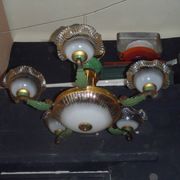 Lustre 7 feux verre et laiton