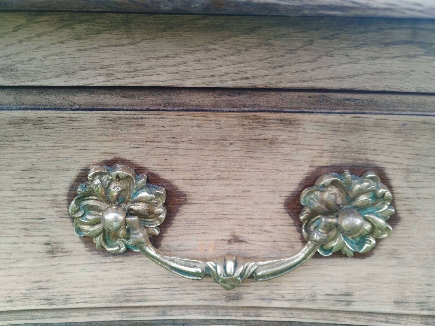 Antique Louis XVI style chest of drawers with wooden top