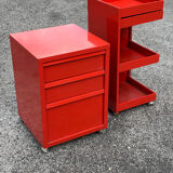 Prisunic 1970 metal trolley and box